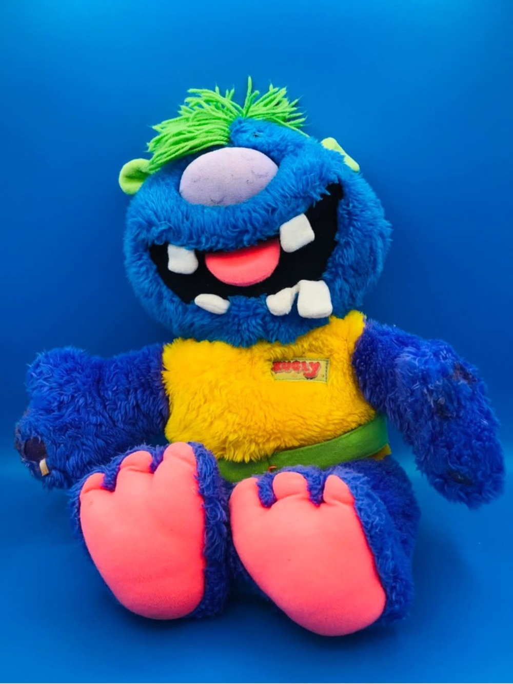Vintage 1986 Zugly Hug-A-Monster Plush - Rare Marchon 80s Jumbo Monster